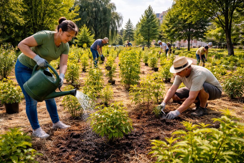Ötszáz fa és ötszáz cserje került a földbe egy veszprémi közösségi ültetésen